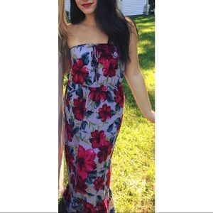F21 Floral Strapless Summer Maxidress
